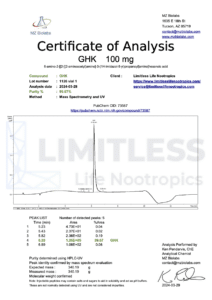 Certificate of Analysis for GHK