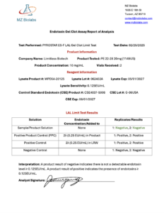Endotoxin Gel Clot Assay Report_PE 22-28_20mg_1149US_2-20-25_Limitless
