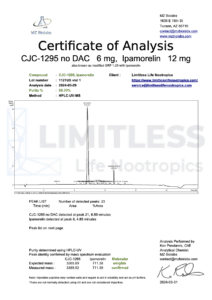 Ipamorelin (12MG) / CJC-1295 No Dac (6MG) – 98.5%+