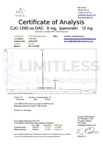 Certificate of Analysis for Ipamorelin (12MG) / CJC-1295 No Dac (6MG) – 98.5%+